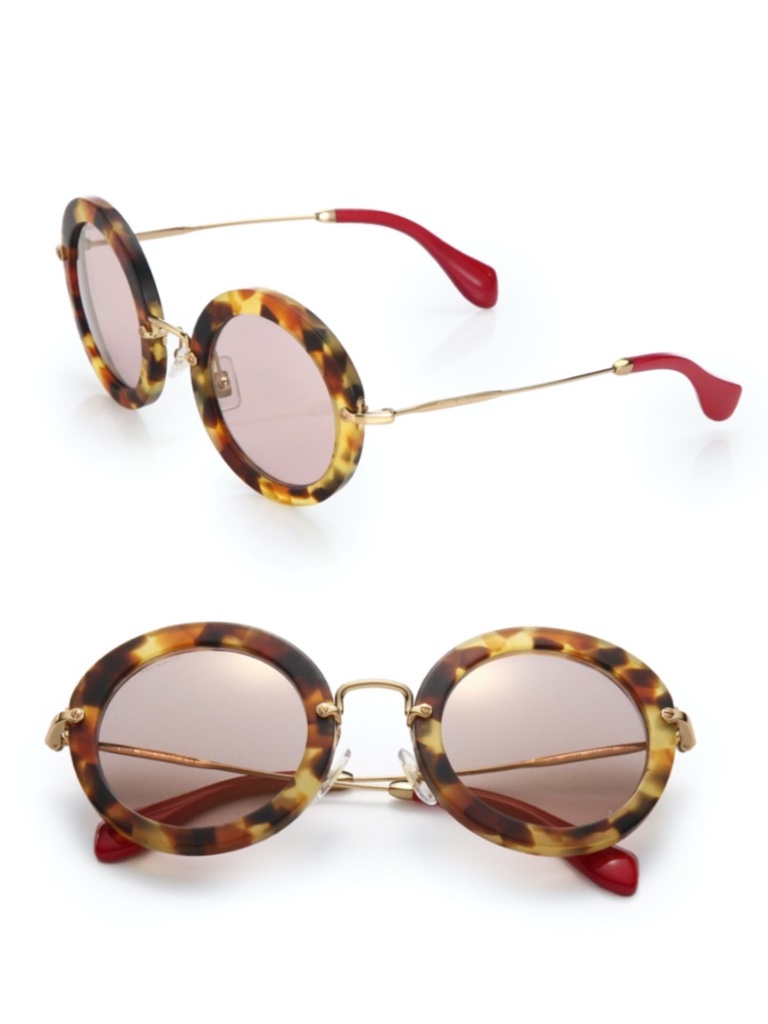 Miu Miu Noir Smu 13n Round Sunglasses In Tortoiseshell / Havana
